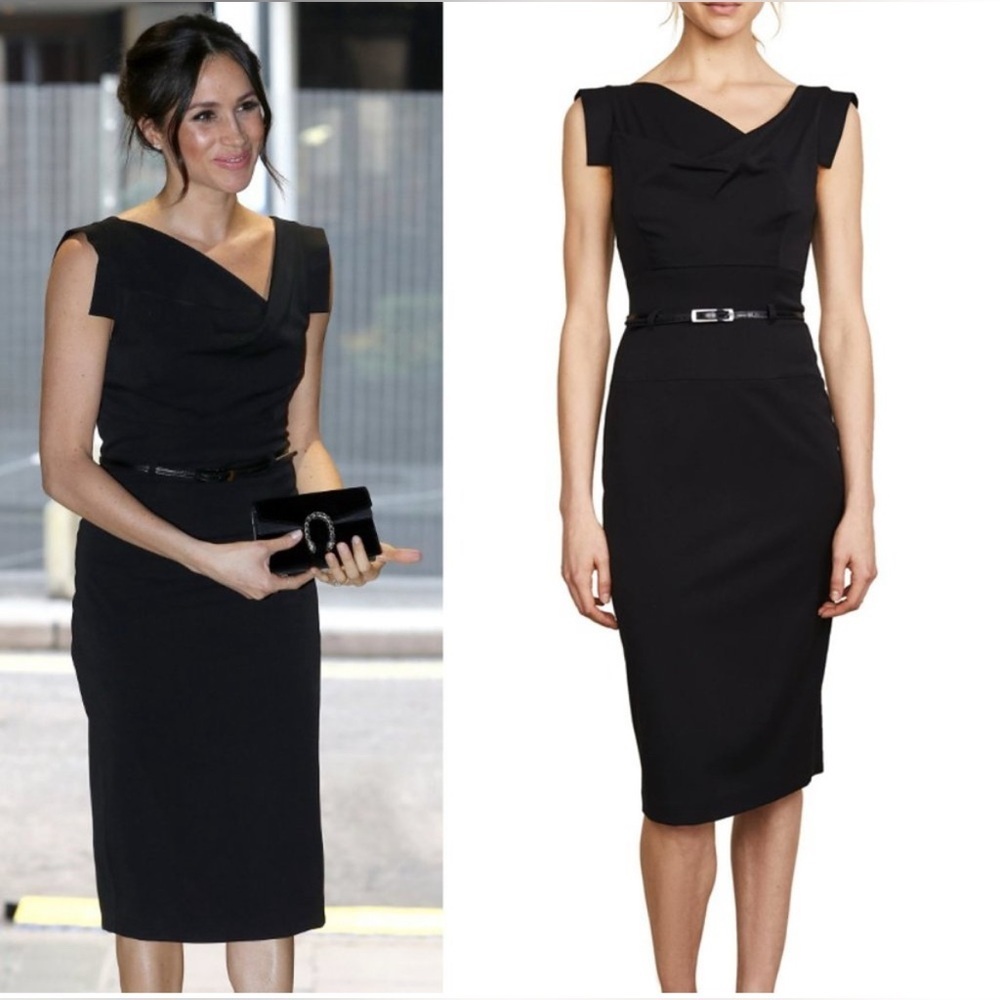 Black Halo Jackie O Sheath Classic Midi Dress No Belt